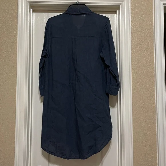 Lungo L'arno 100% Linen Dress Shift Navy - Picture 6 of 9